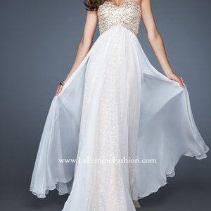 La Femme 18898 Gold Sequin Sheer Pageant Prom Evening Cocktail Dress